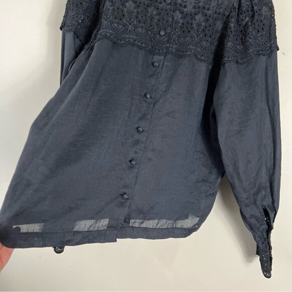 RÓHE Vonna Blouse In Black Size 36 US 4 eyelet embroidery and scalloped edges - Picture 10 of 16